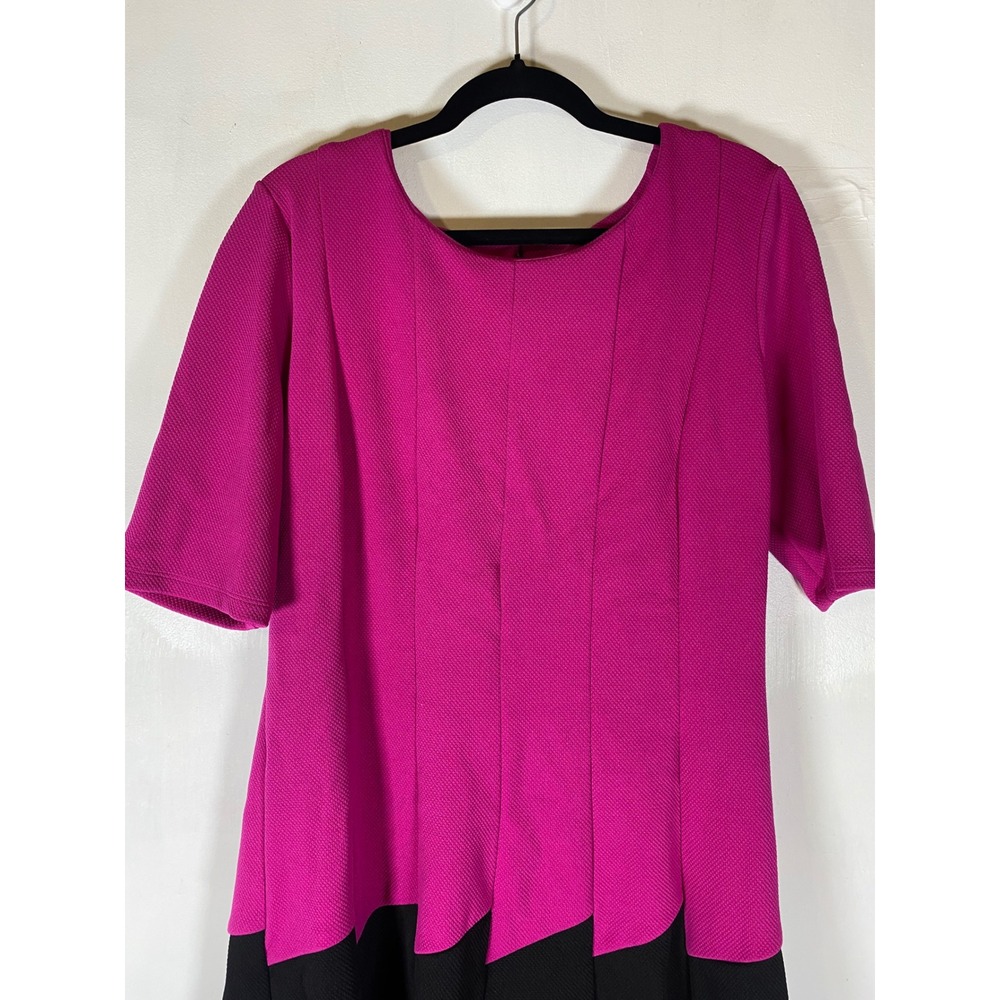 Madison Leigh Colorblock Midi Dress Pink Black Fit & Flare Modest Church Size 12